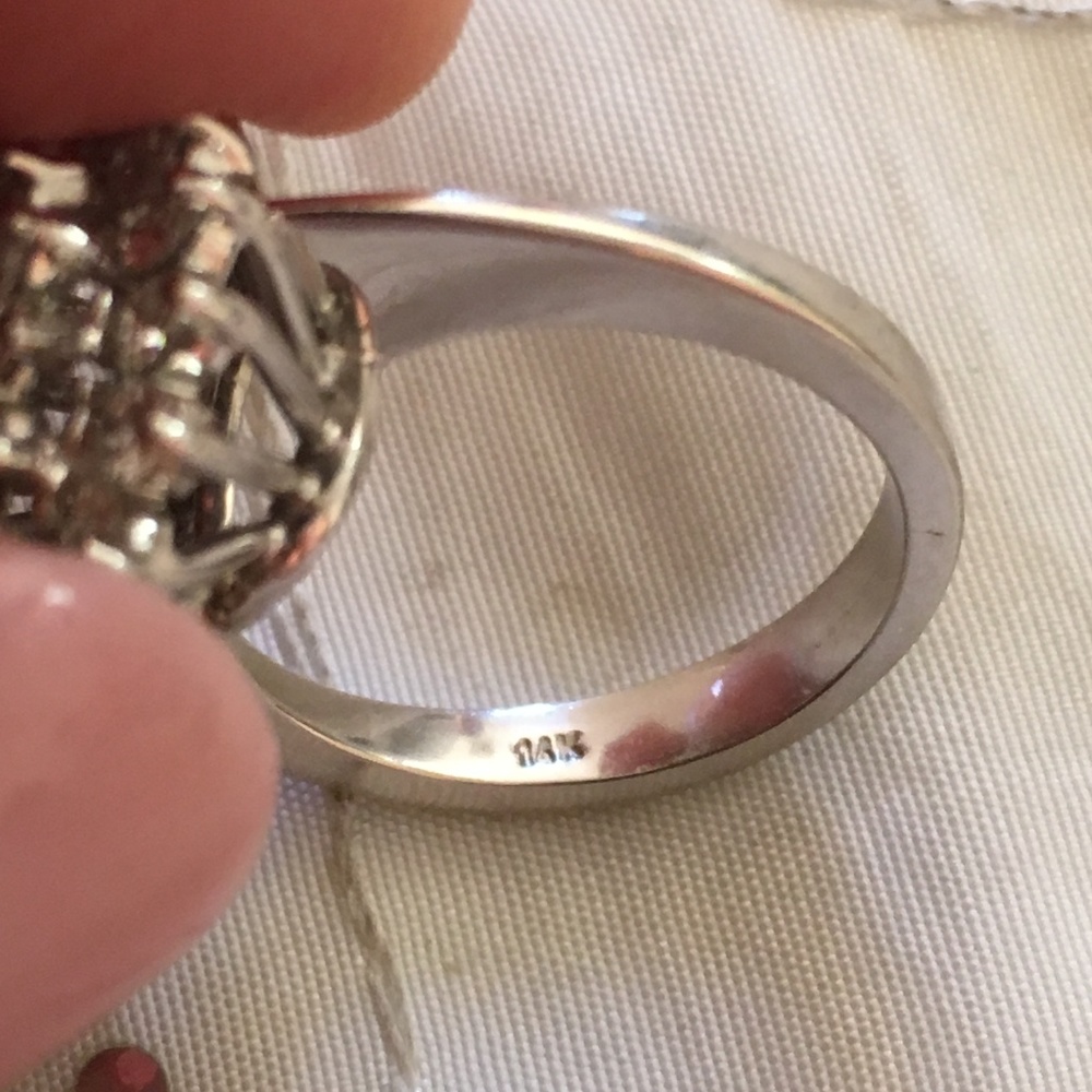 Solid 14k White Gold Genuine Ruby & Diamond Ring - image 7